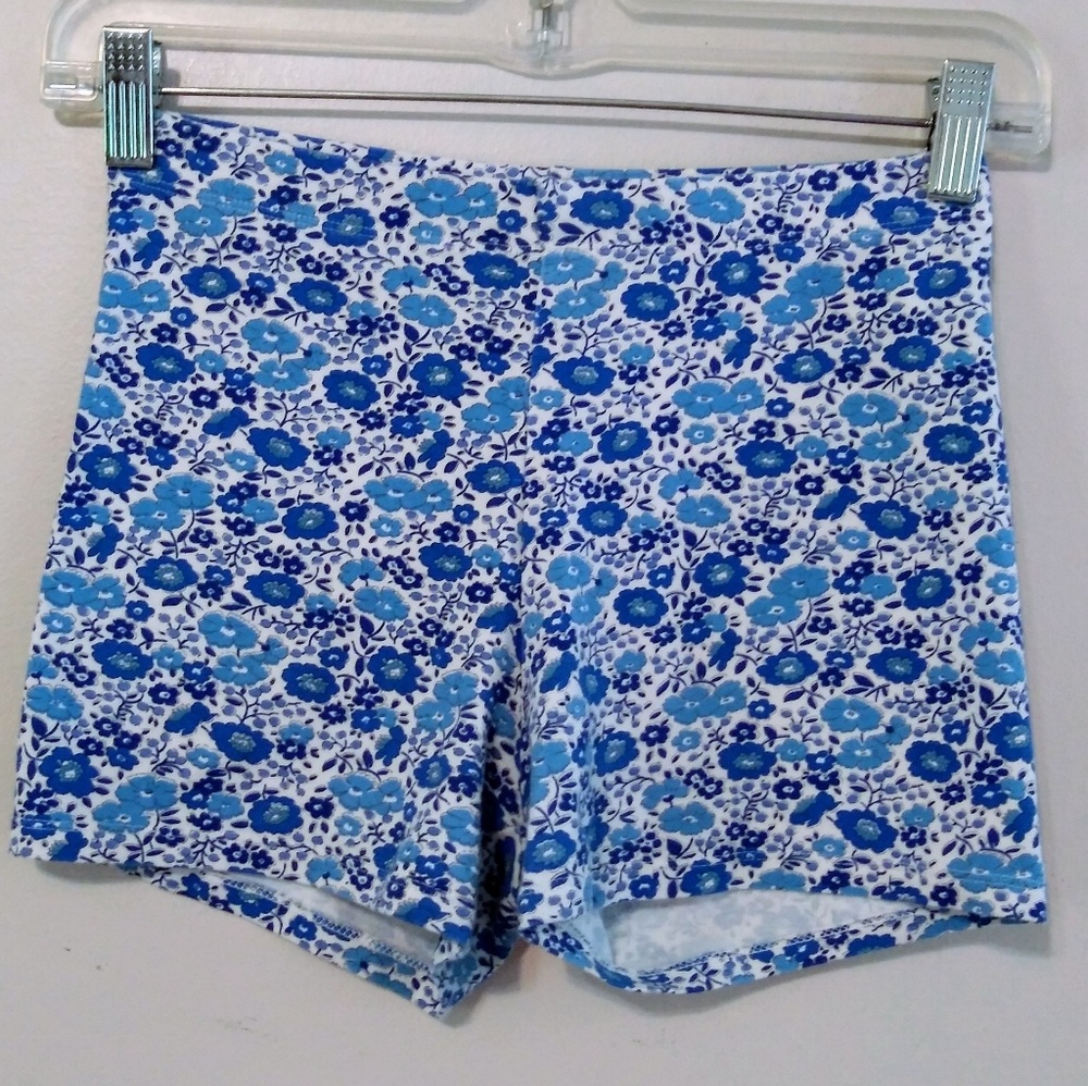 Mini Boden 11-12y Blue Floral Bike Shorts